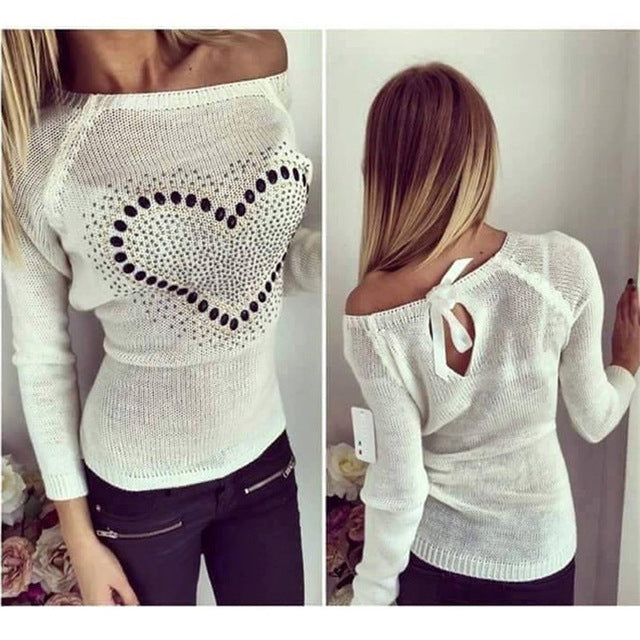 Stickad pullover för dam