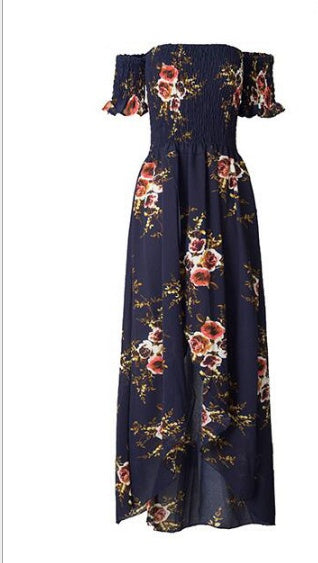 Boho Klänning Lång Off-shoulder Strand