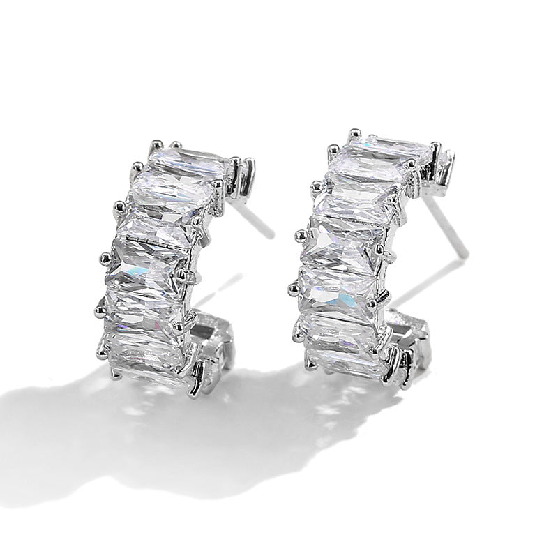 Örhängen C-form Glas Diamant Flerfärg