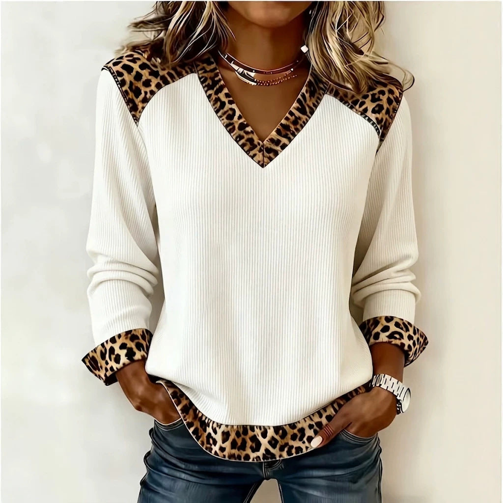Leopardmönstrad patchwork-topp