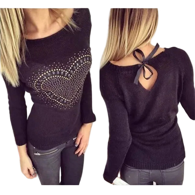 Stickad pullover för dam