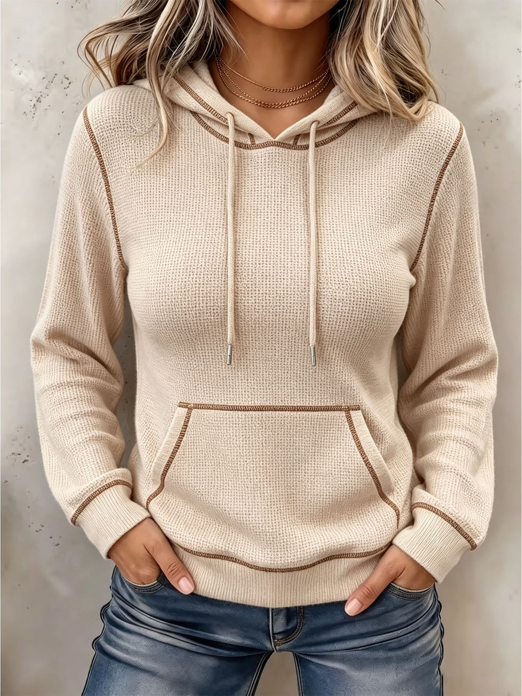 Hoodie med dragsko – långärmad