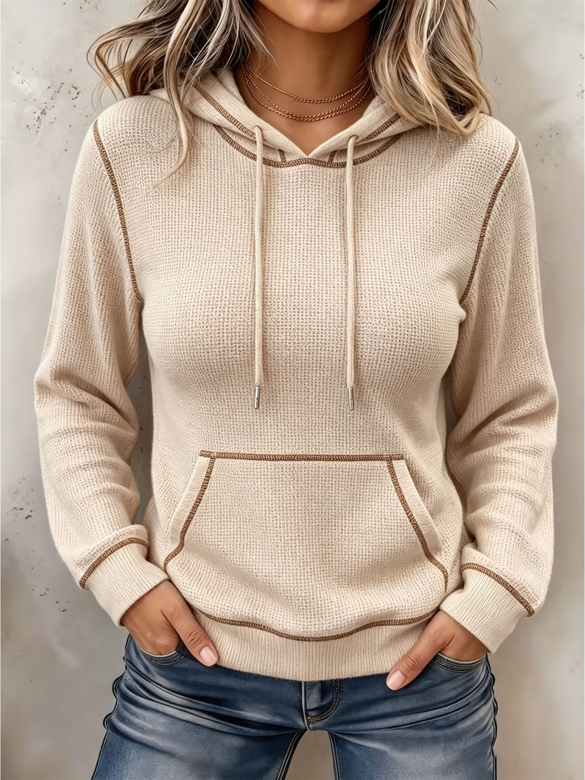 Hoodie med dragsko – långärmad