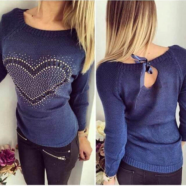 Stickad pullover för dam