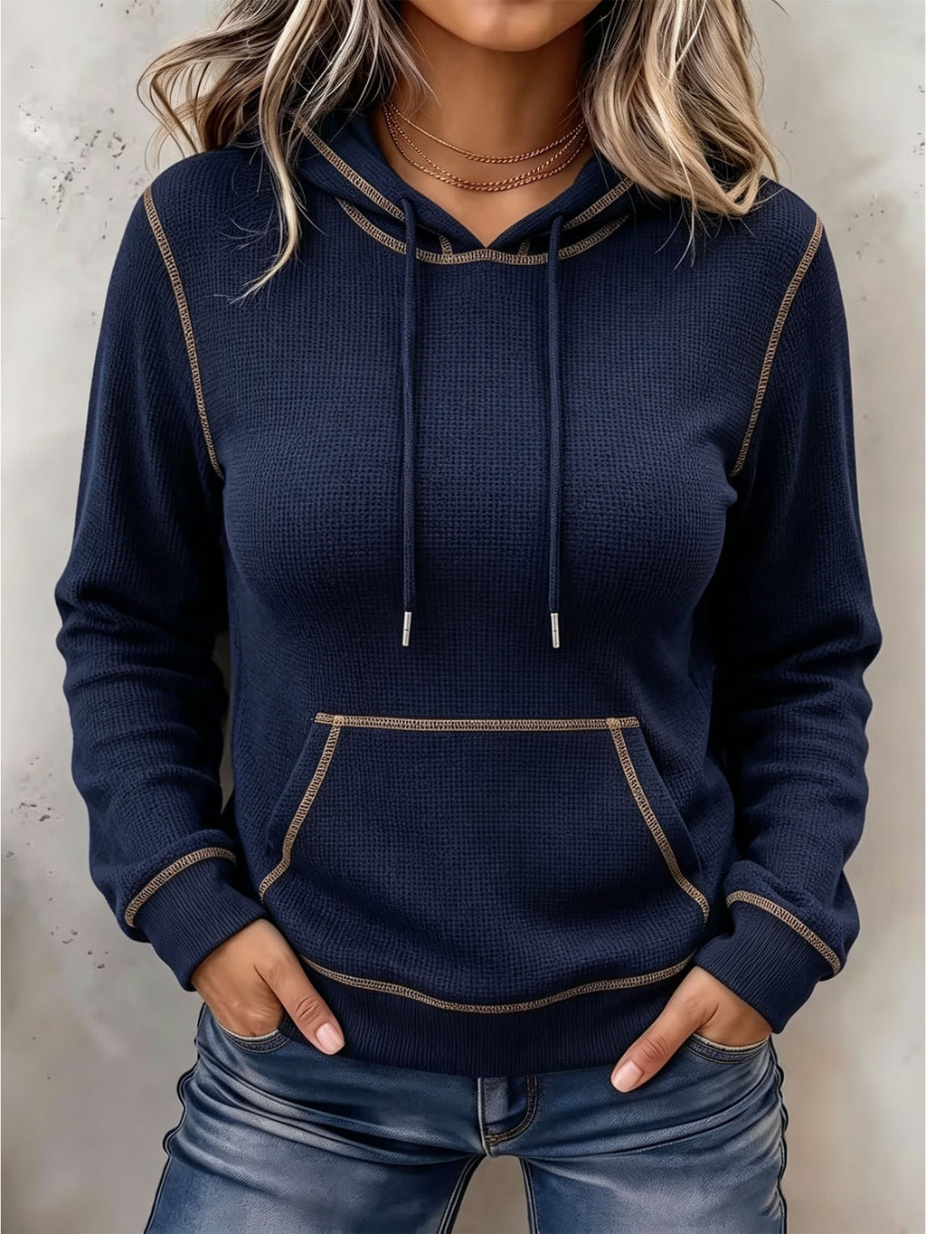 Hoodie med dragsko – långärmad
