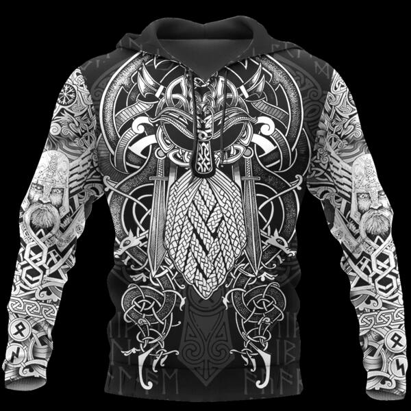 Viking Hoodie Odin 3D Tattoo - Unisex