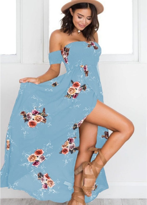 Boho Klänning Lång Off-shoulder Strand