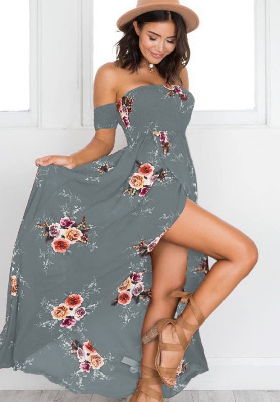Boho Klänning Lång Off-shoulder Strand