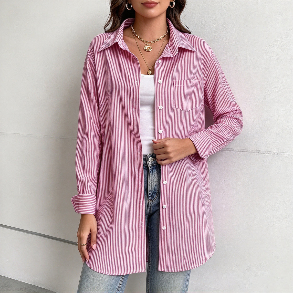 Randig skjorta med knappar