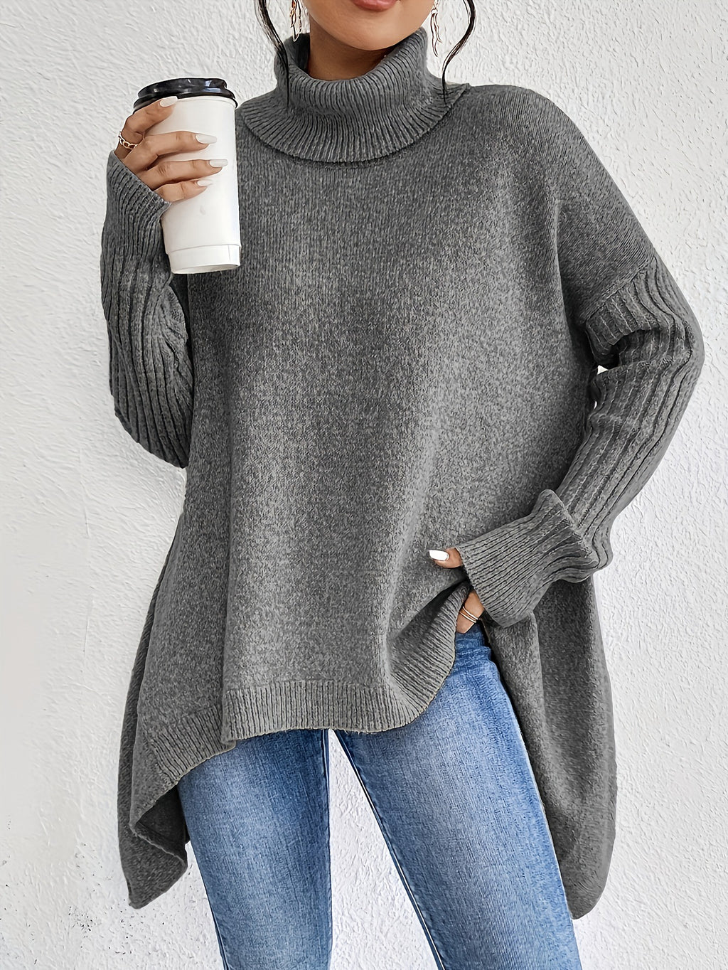 Off-shoulder polotröja – loose fit
