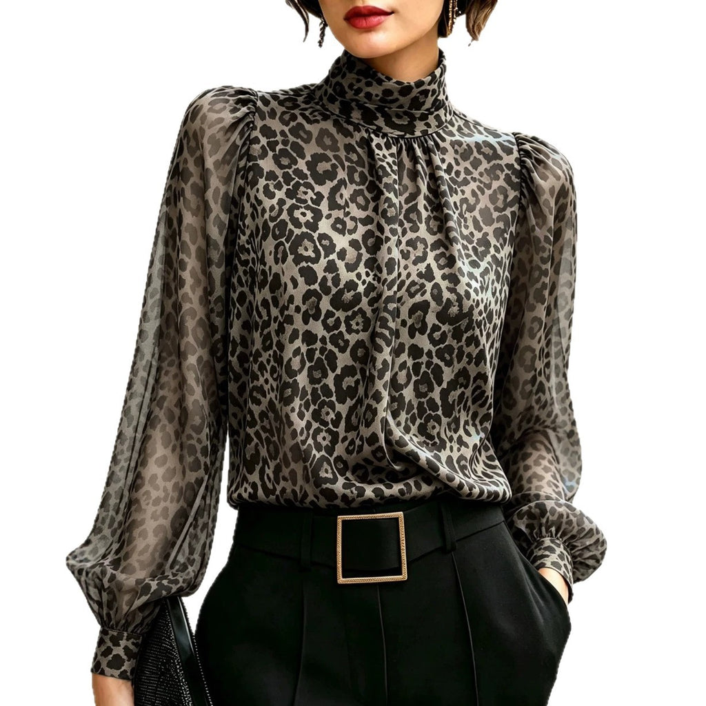 Leopard- och prickig blus – vintage