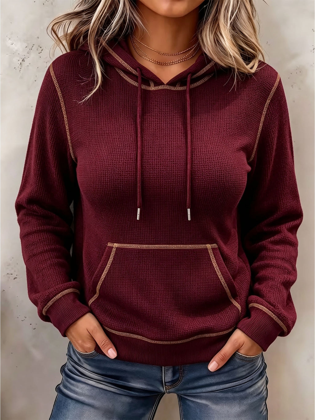 Hoodie med dragsko – långärmad