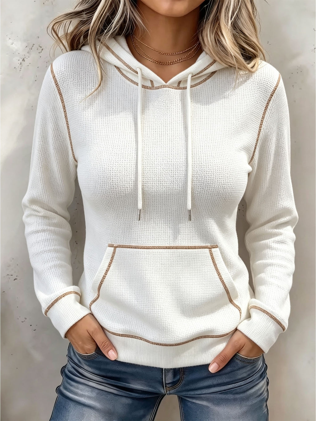 Hoodie med dragsko – långärmad