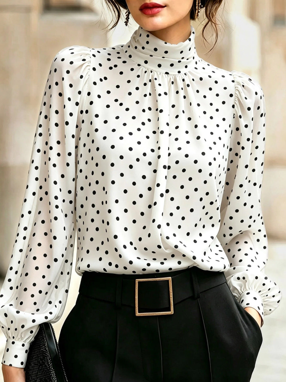 Leopard- och prickig blus – vintage