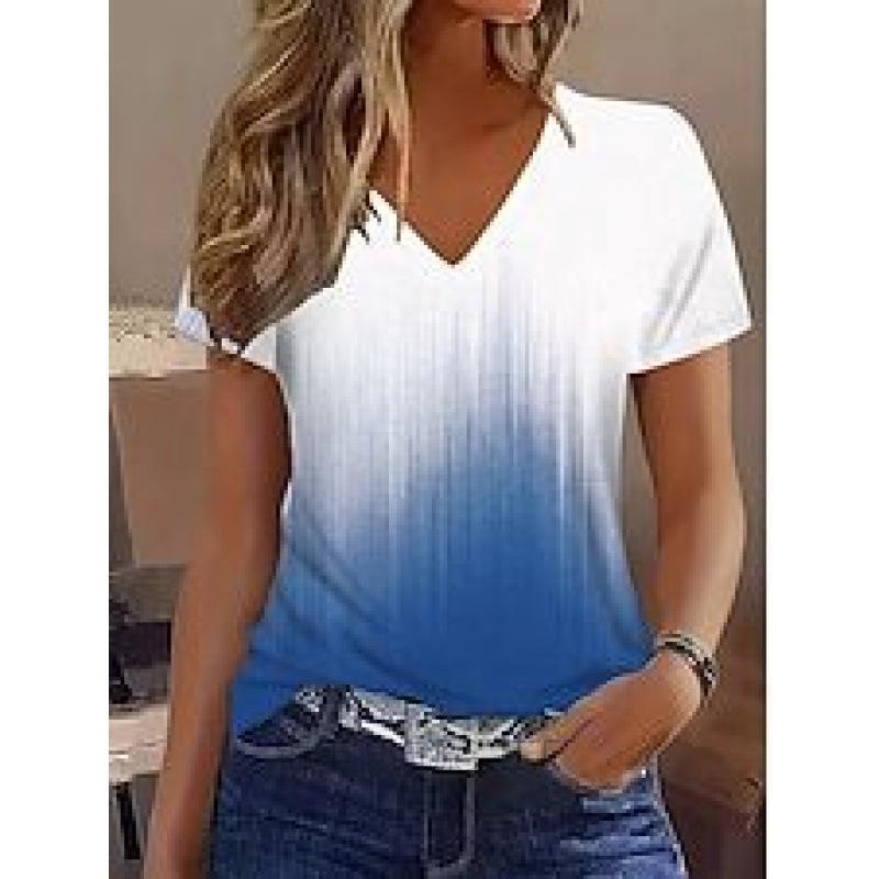 T-shirt med gradient och V-ringning