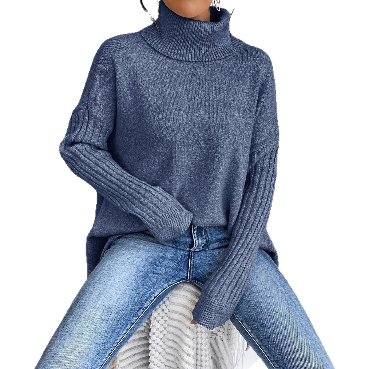 Off-shoulder polotröja – loose fit