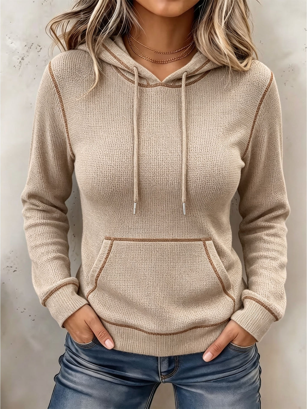 Hoodie med dragsko – långärmad