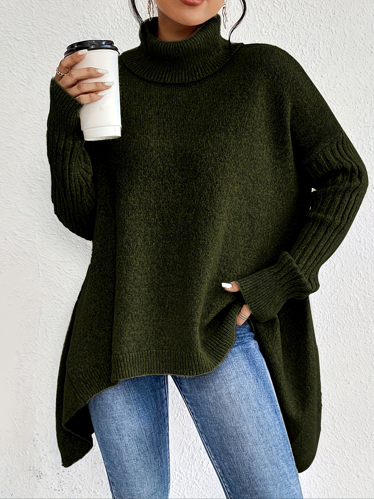 Off-shoulder polotröja – loose fit
