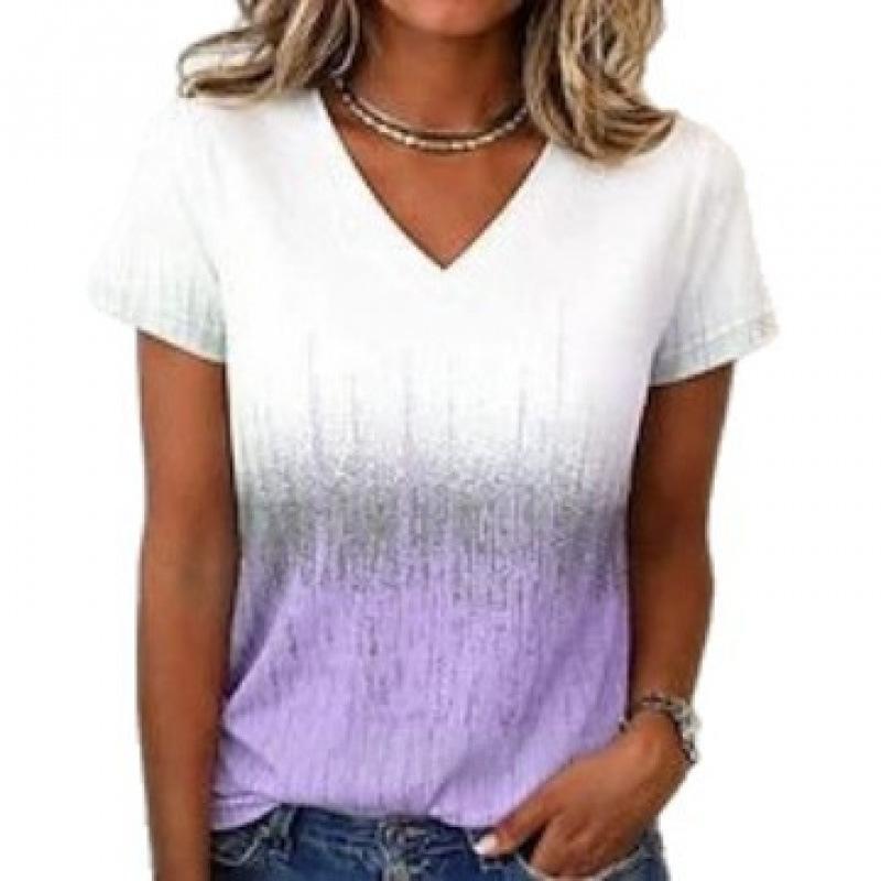 T-shirt med gradient och V-ringning