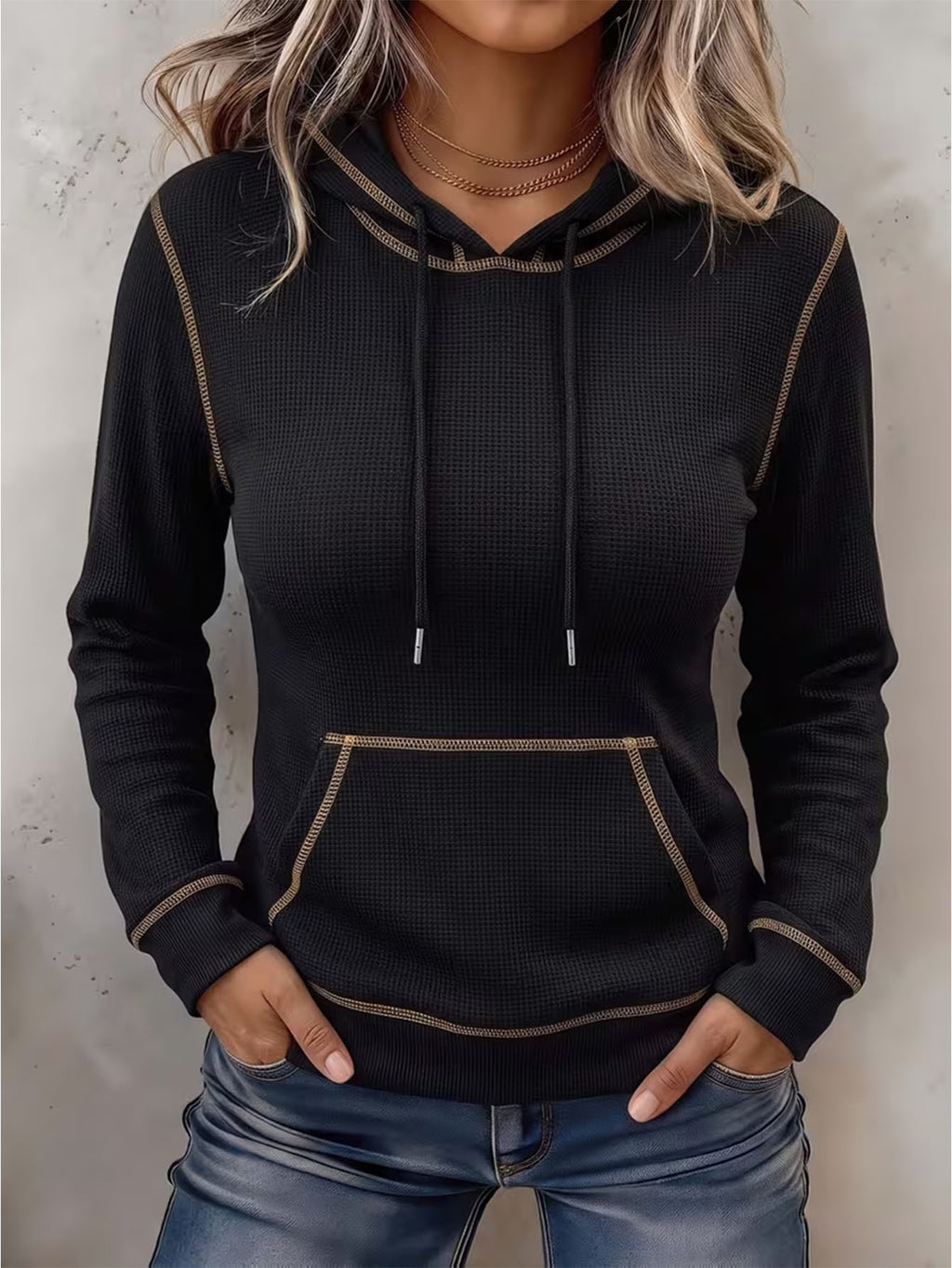 Hoodie med dragsko – långärmad