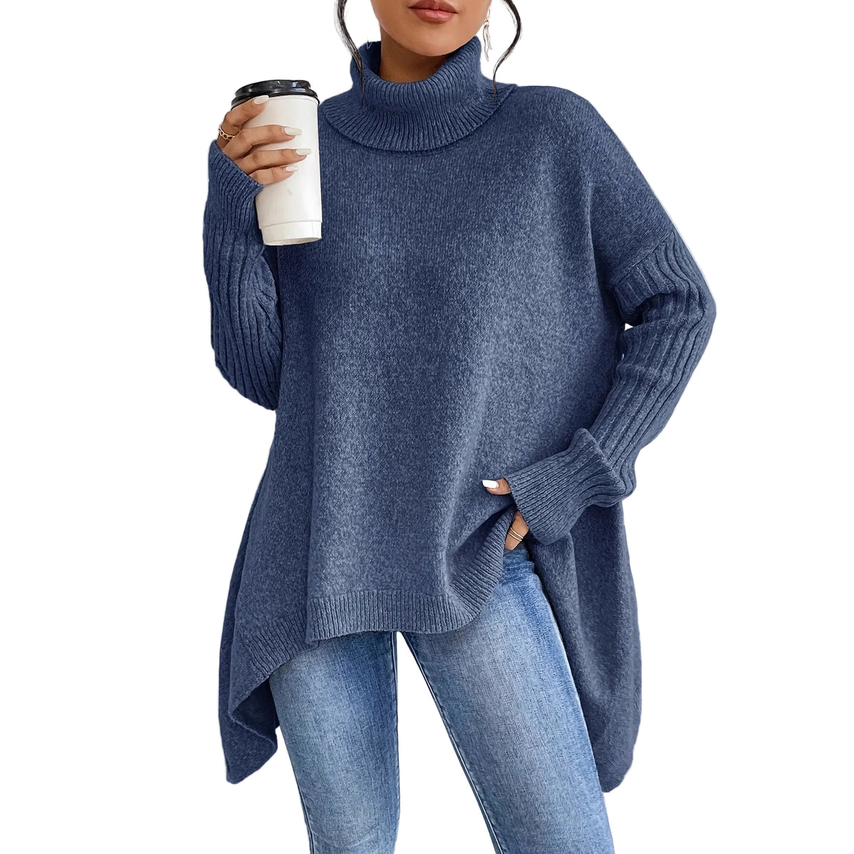 Off-shoulder polotröja – loose fit