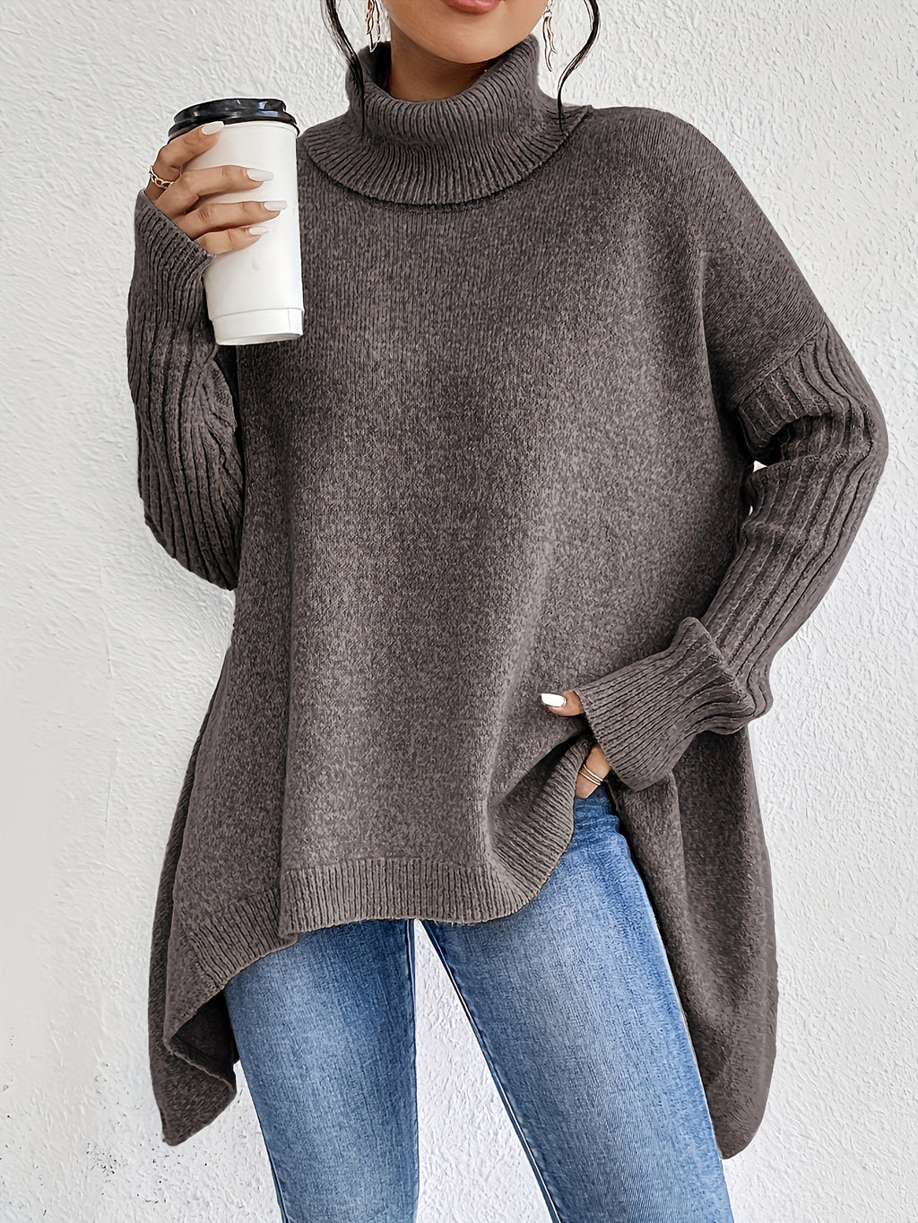 Off-shoulder polotröja – loose fit